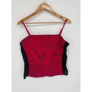 Andrea Rosati Cami Top Women 14 Red Geometric Mesh Avant Garde Party Art to Wear